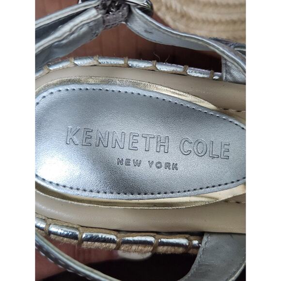 Kenneth Cole New York Women's Solace Espadrille Platform Wedge Sandals silver 8 - Picture 8 of 8